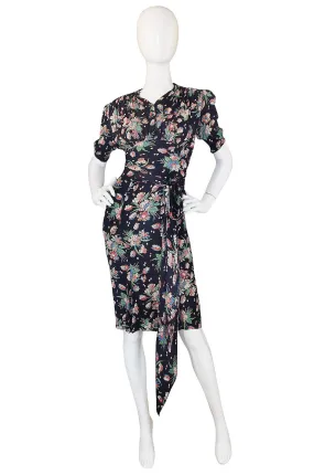 1940s Spectacular "Gloria" Silk Crepe Swing Dress