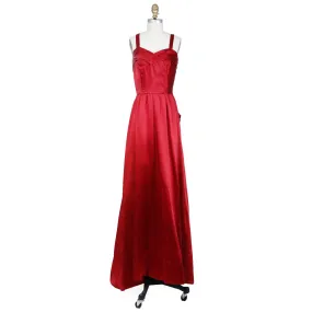 1950s Red Satin Bow Ball Gown