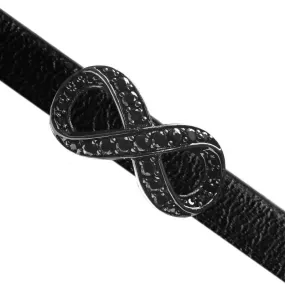 30 x 15mm Pave Infinity Slider for Flat Leather - Black Ruthenium with Jet