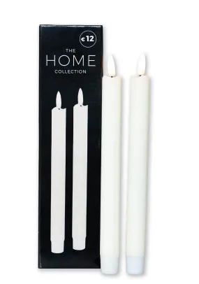 3D Flame LED Taper Candle Set - Ivory