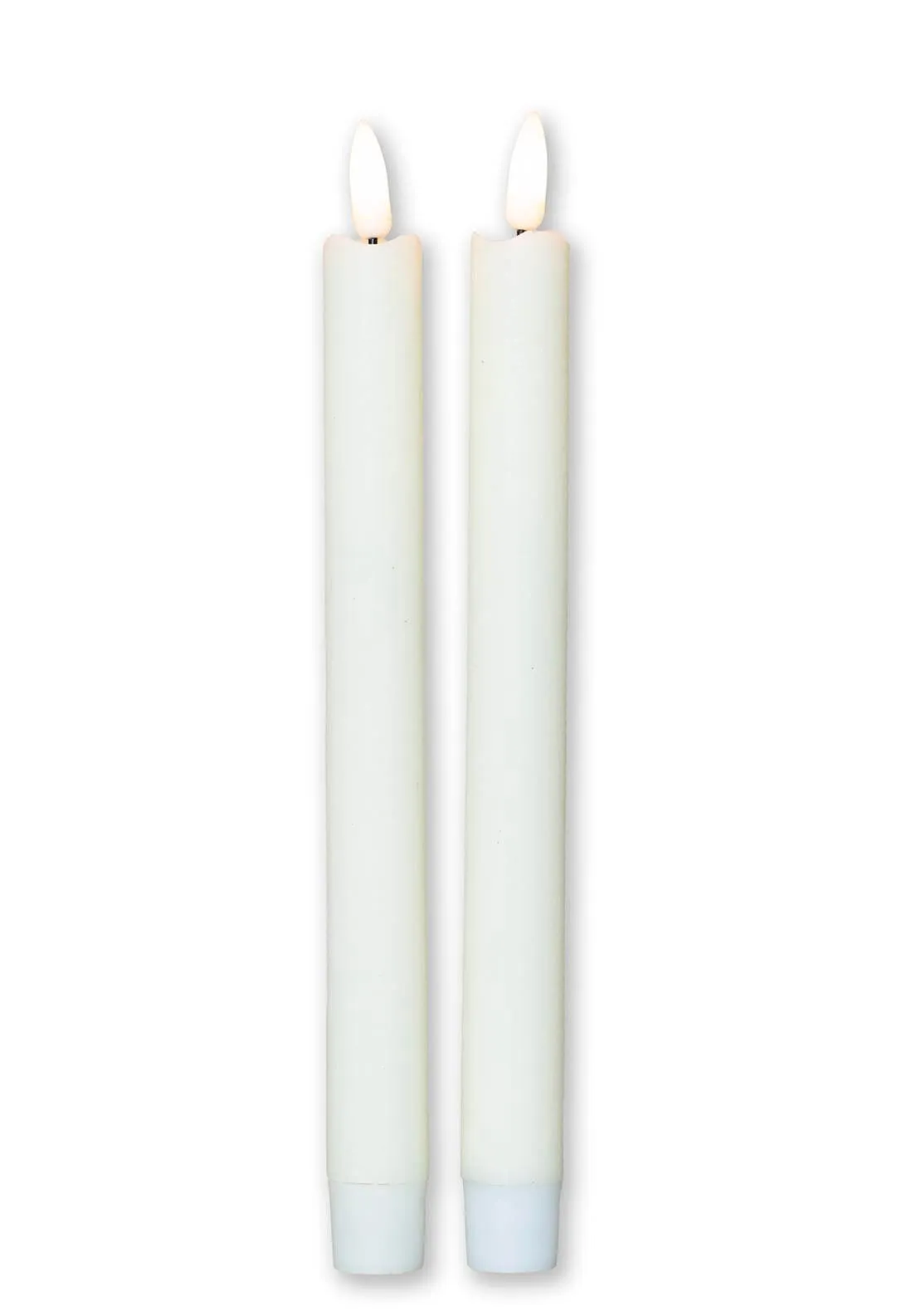 3D Flame LED Taper Candle Set - Ivory