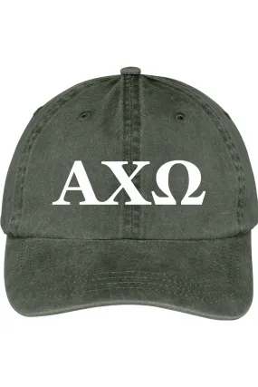 Alpha Chi Omega - Pigment-Dyed Cap - White Embroidered Letters