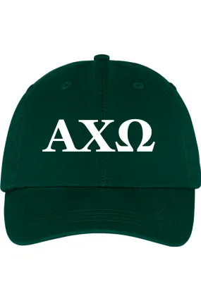 Alpha Chi Omega - Washed Twill Cap - White Embroidered Letters