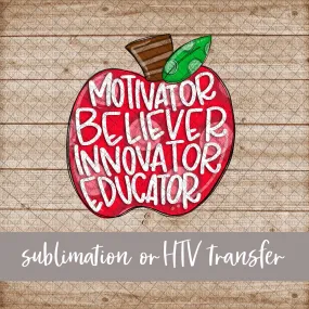 Apple, Educator - Sublimation or HTV Transfer