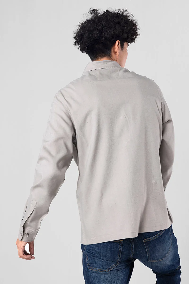 Aquae Pearl Grey Linen Overshirt