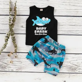 Baby Boy Shark Vest  Shorts Clothing Set