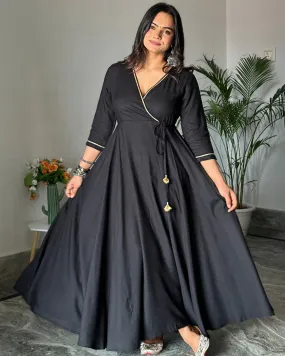 Black Angrakhaa Gheredaar Kurta