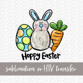 Bunny, Egg, and Carrot - Hoppy Easter - Sublimation or HTV Transfer