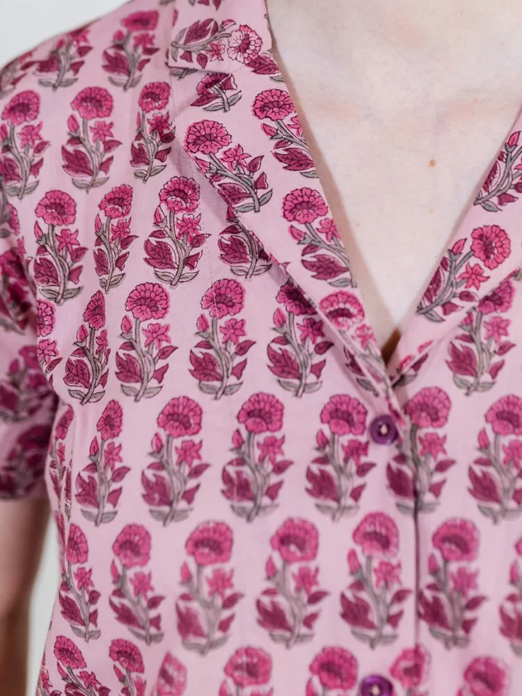 Camp Shirt - Magenta Floral