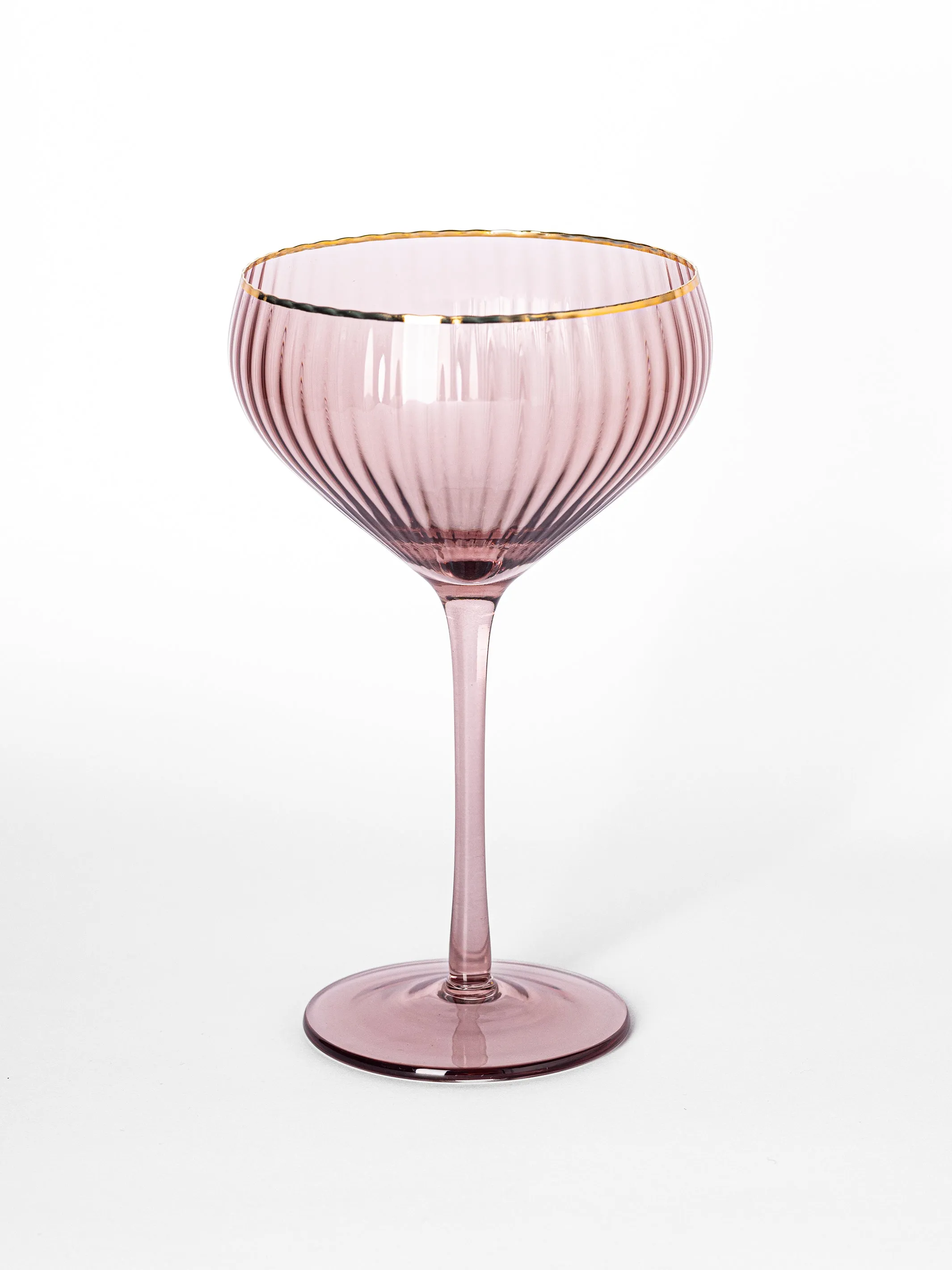 Coupe Glass | Ribbed Mauve - Set of 4