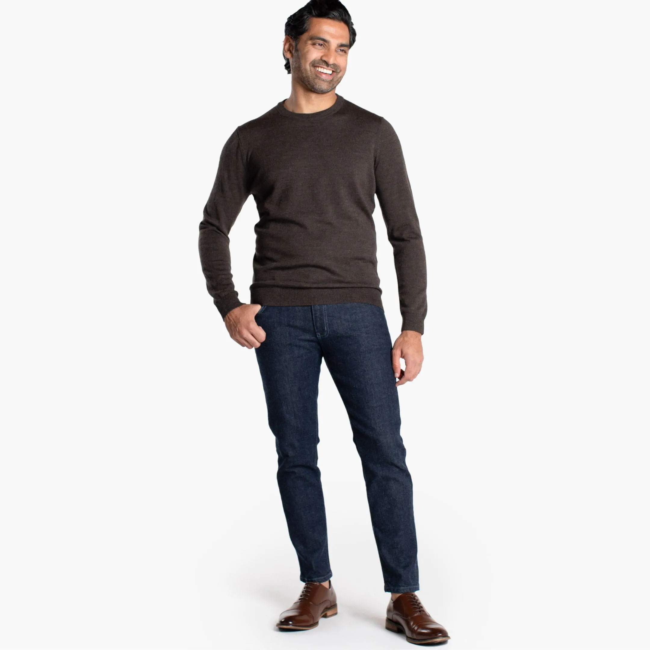 Dark Brown Merino Crew Neck Sweater