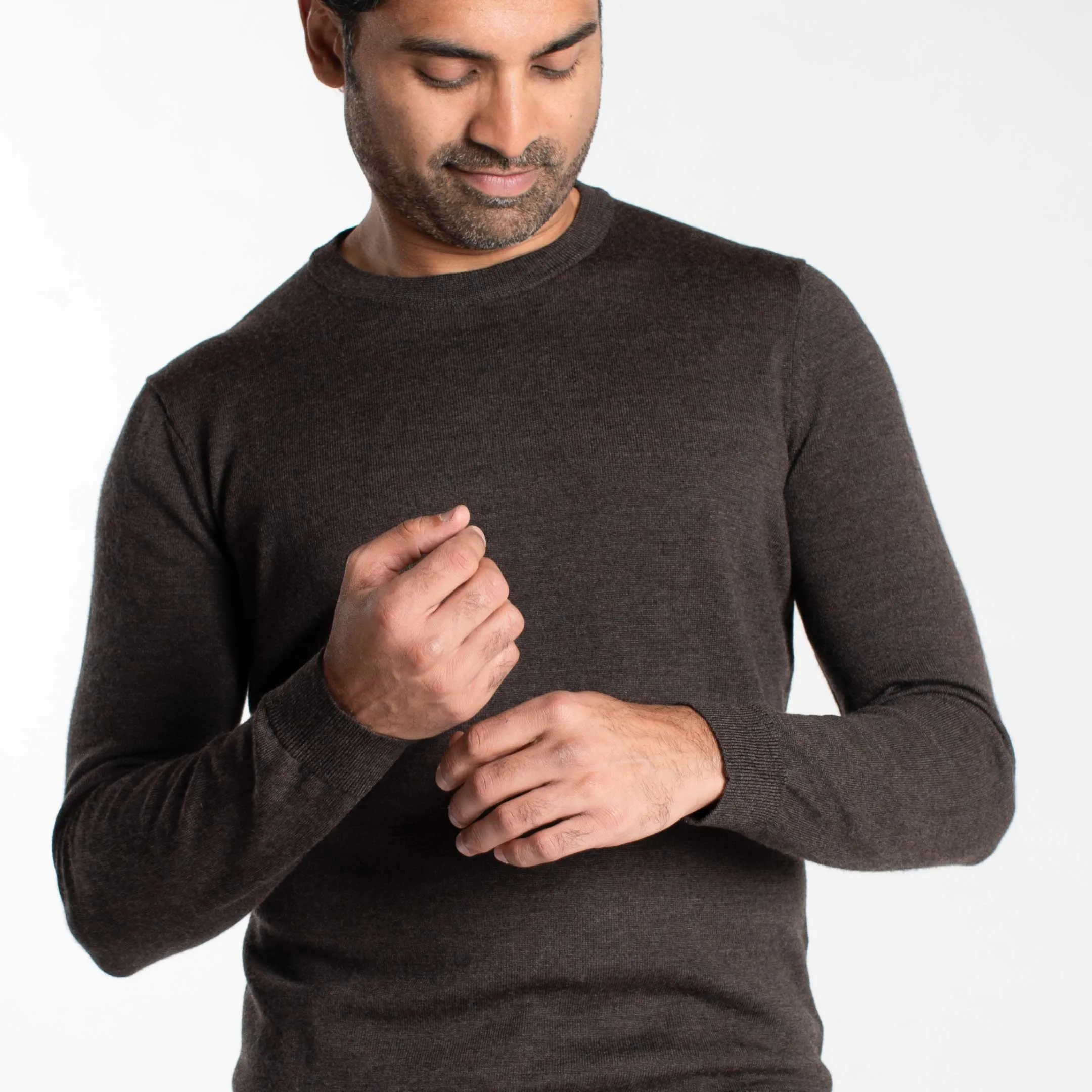 Dark Brown Merino Crew Neck Sweater