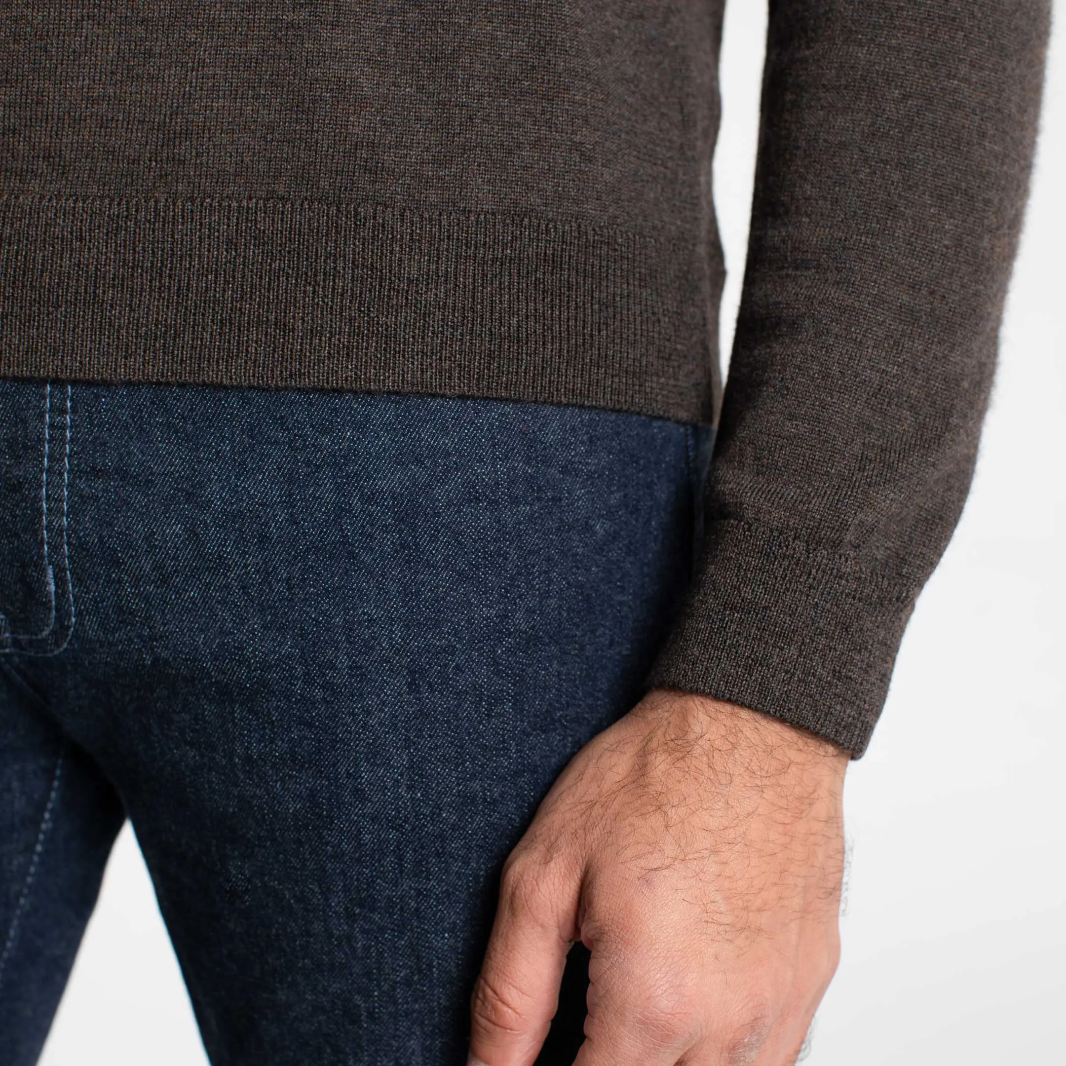 Dark Brown Merino Crew Neck Sweater