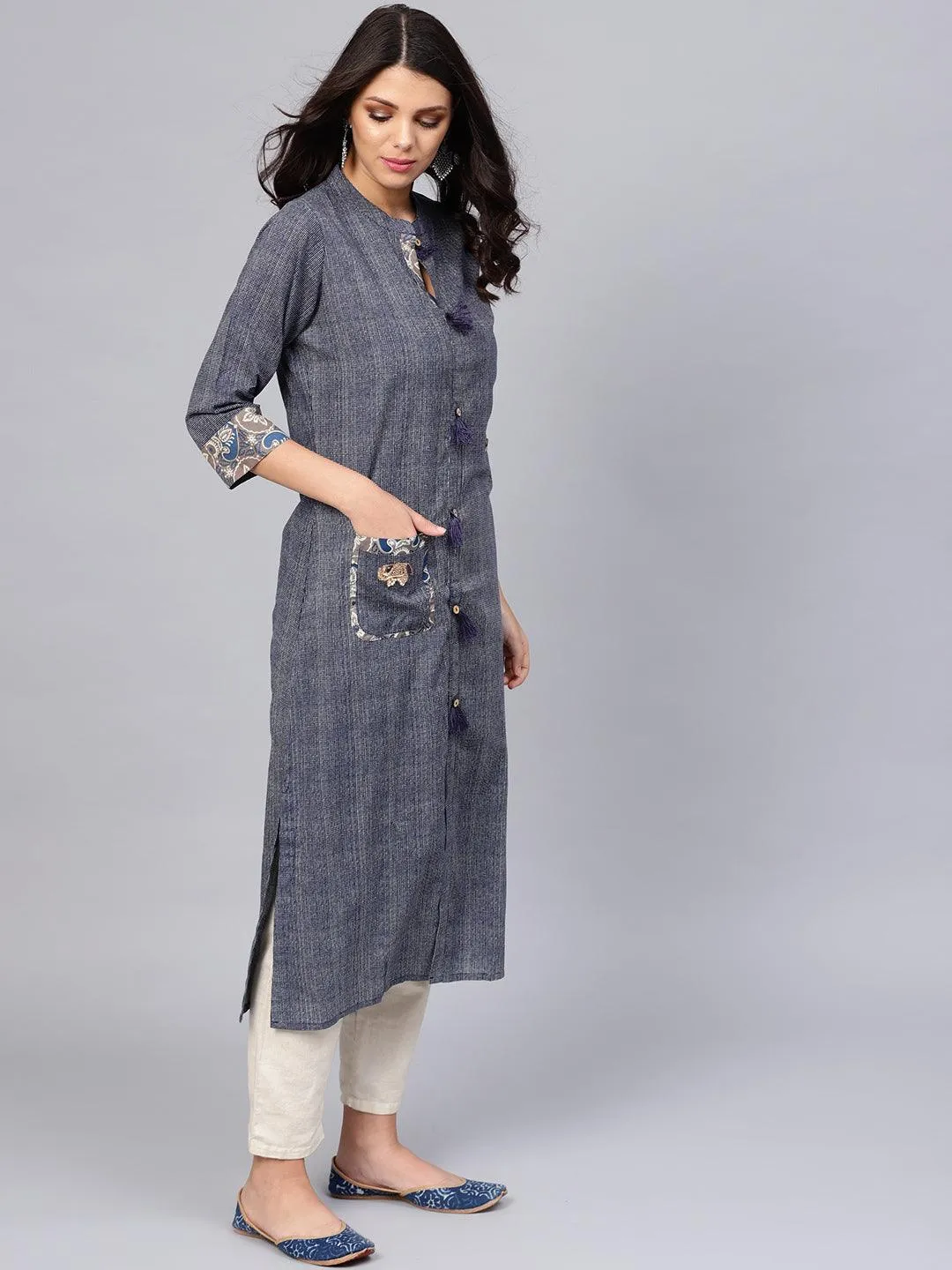 Divena Blue Straight Kurta