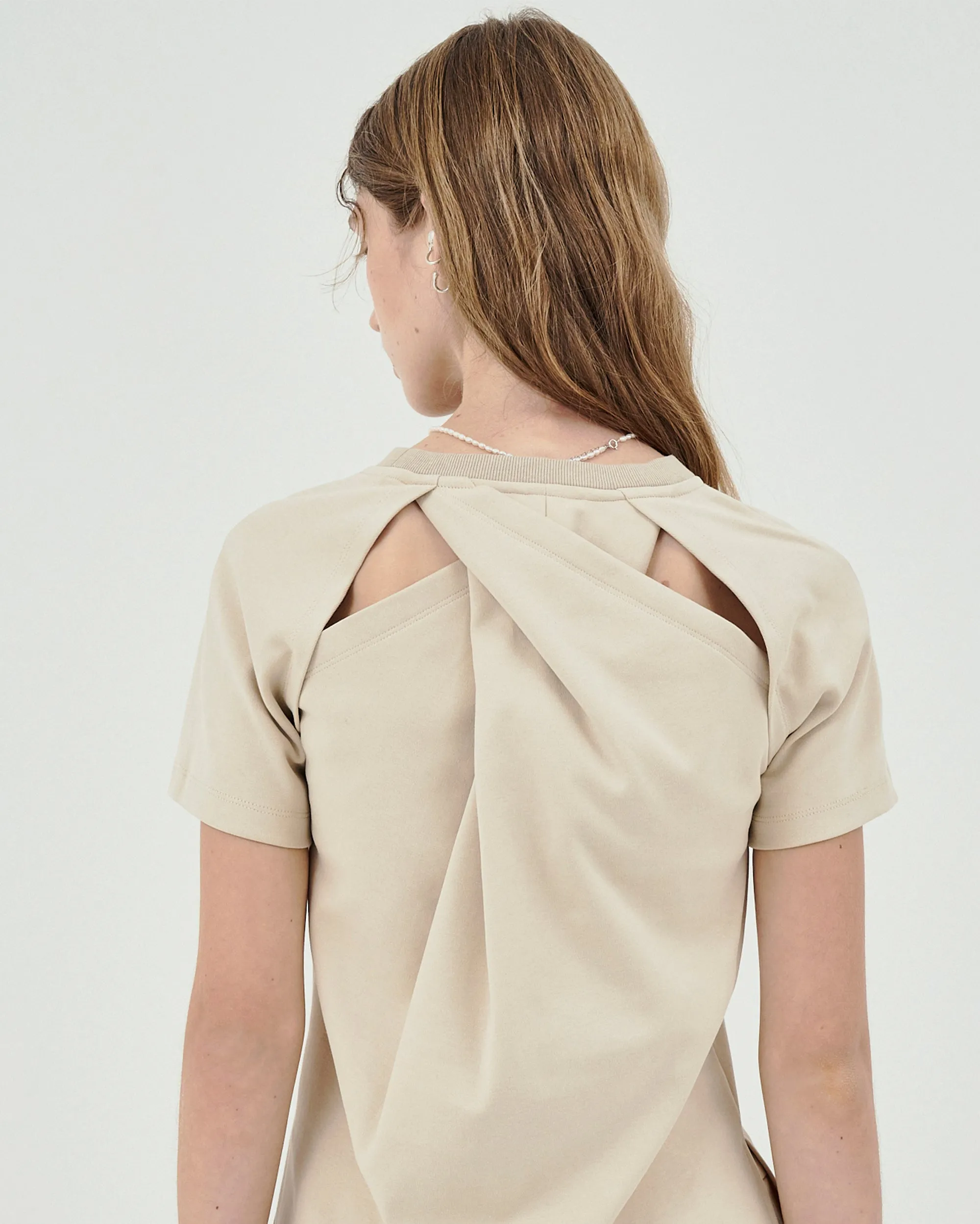 GOEN.J Twist back cotton-jersey top - Beige