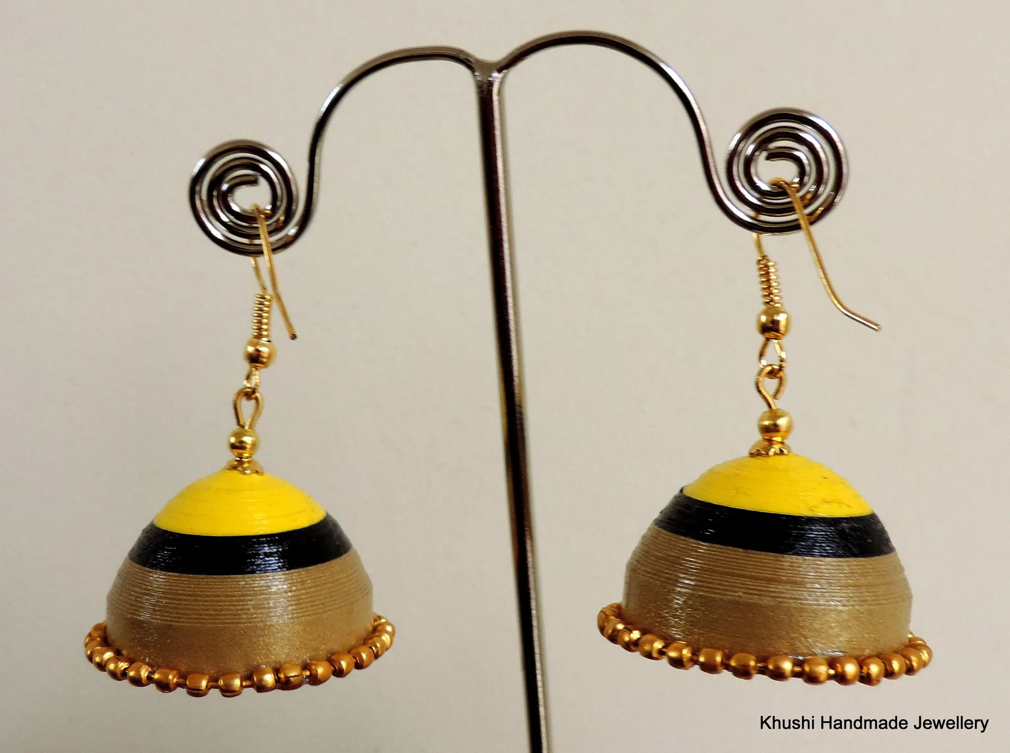 Gold black yellow-multicolored Jhumkas!