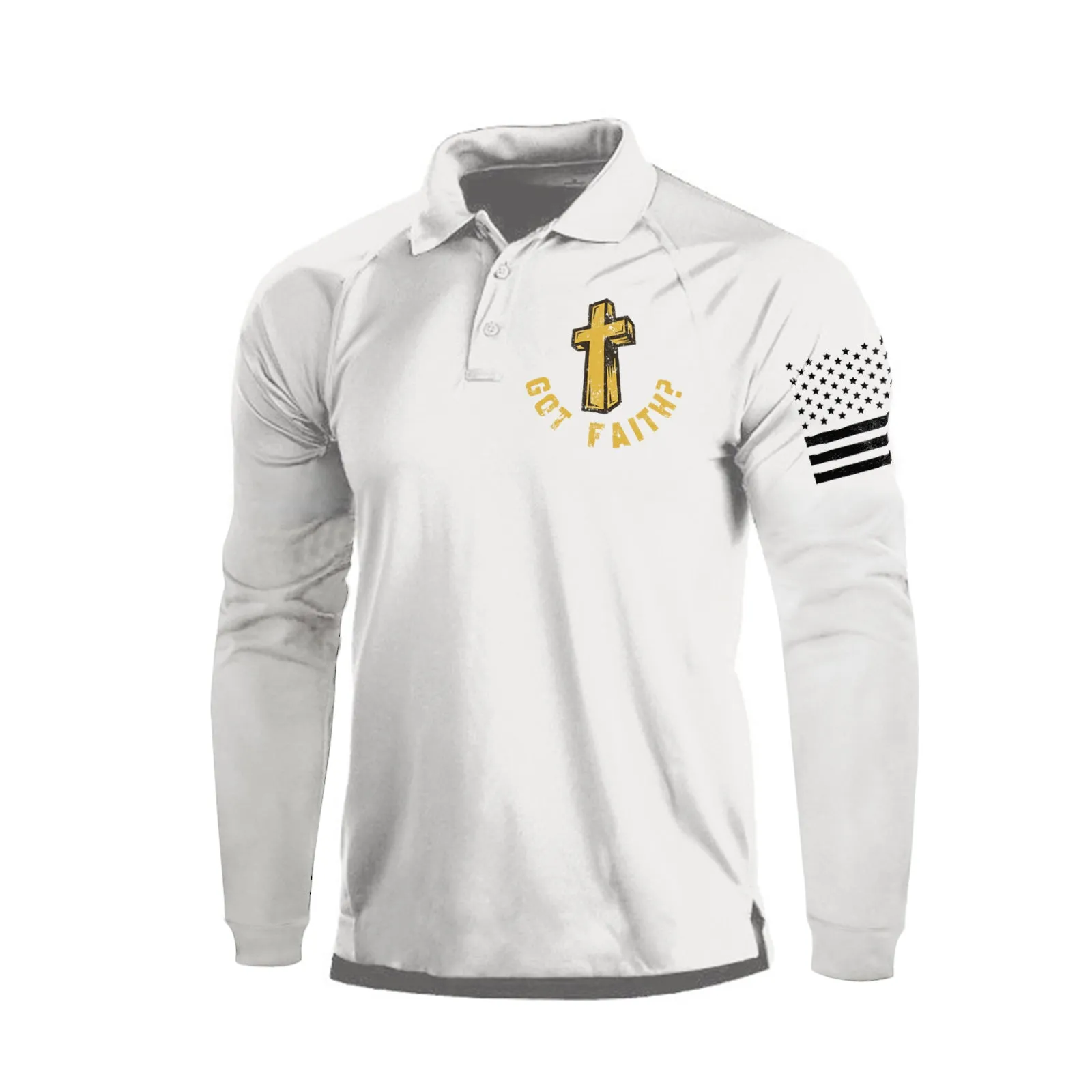 GOT FALTH QUICK DRY RAGLAN  GRAPHIC LONG SLEEVE POLO SHIRT