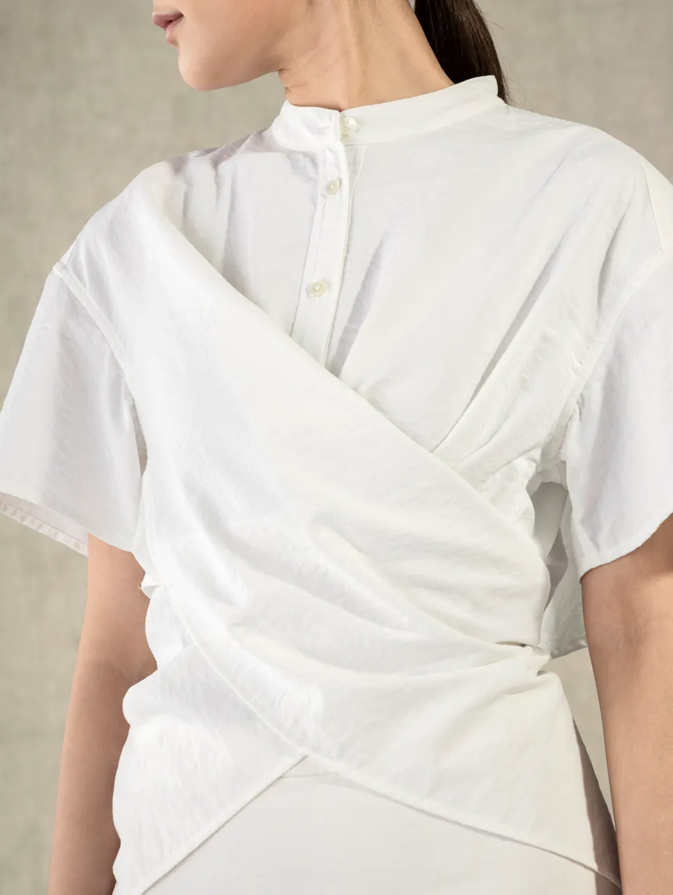 Hi Low Wrap Shirt Pure White