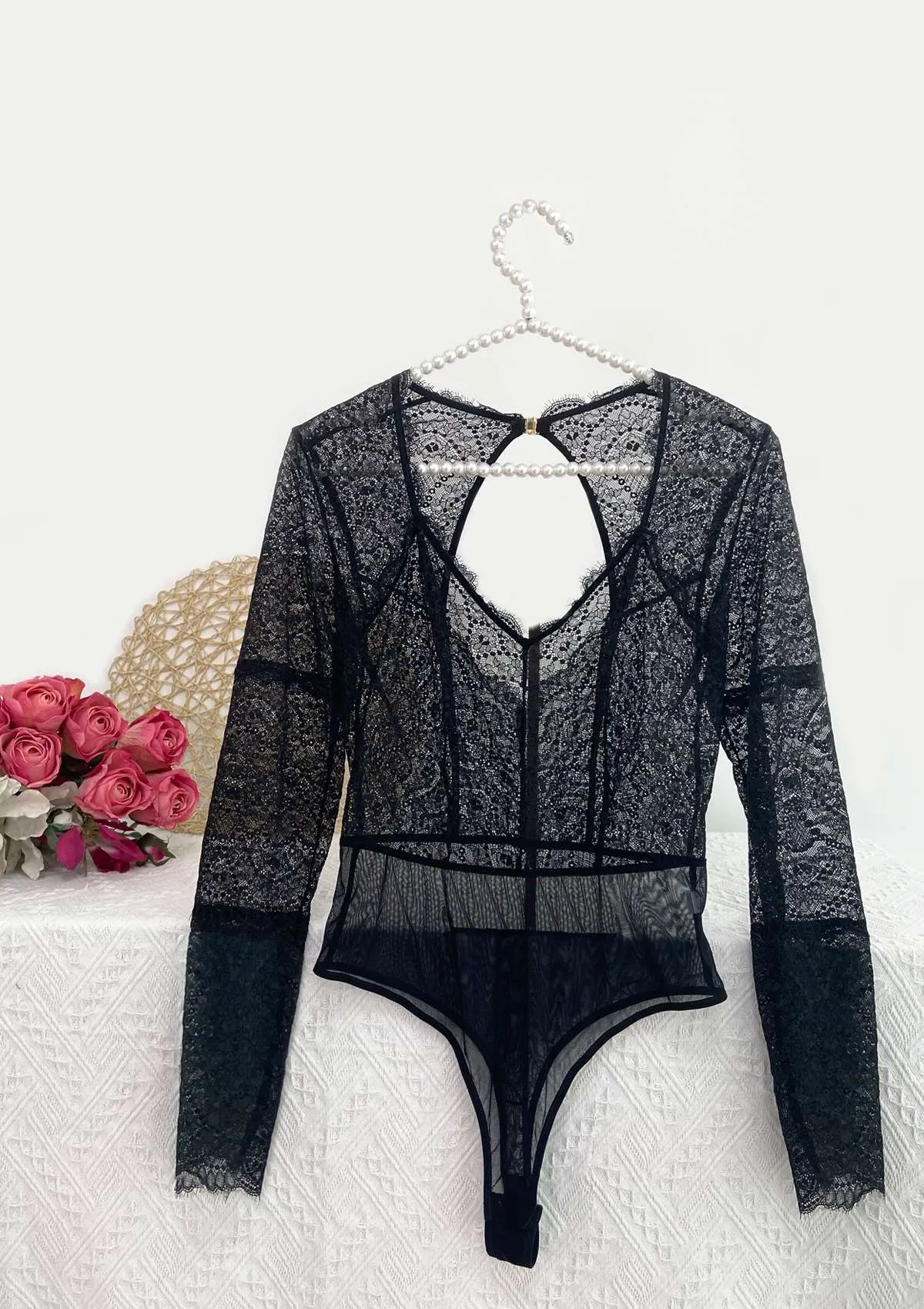 HSIA Lace Long Sleeve Teddy