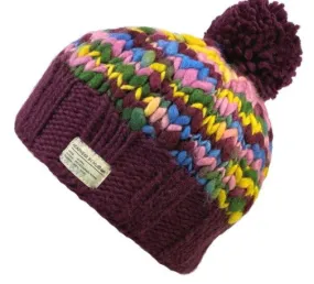 Kusan - Uneven Yarn Bobble Hat - Wine