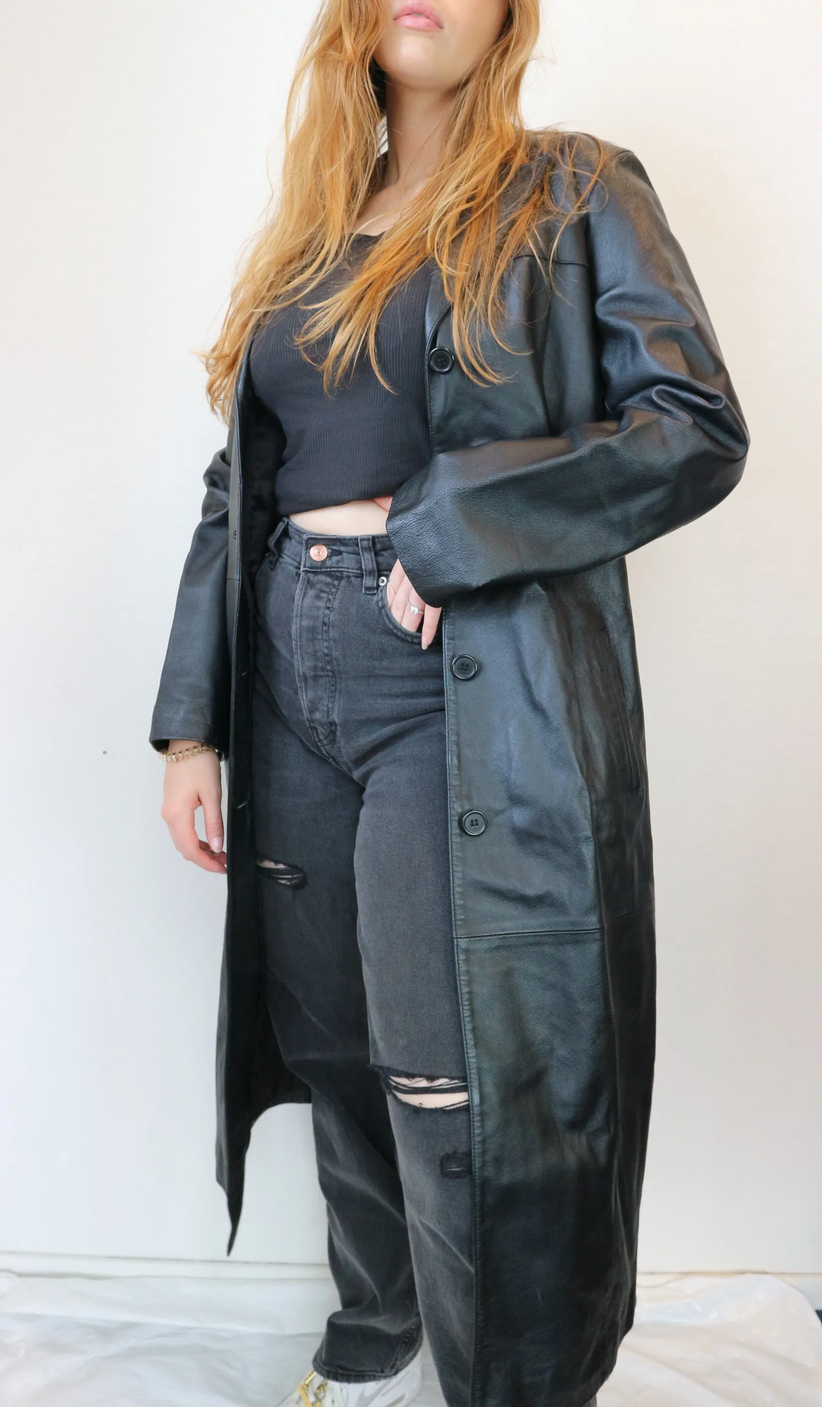 Longline Leather Coat M/L