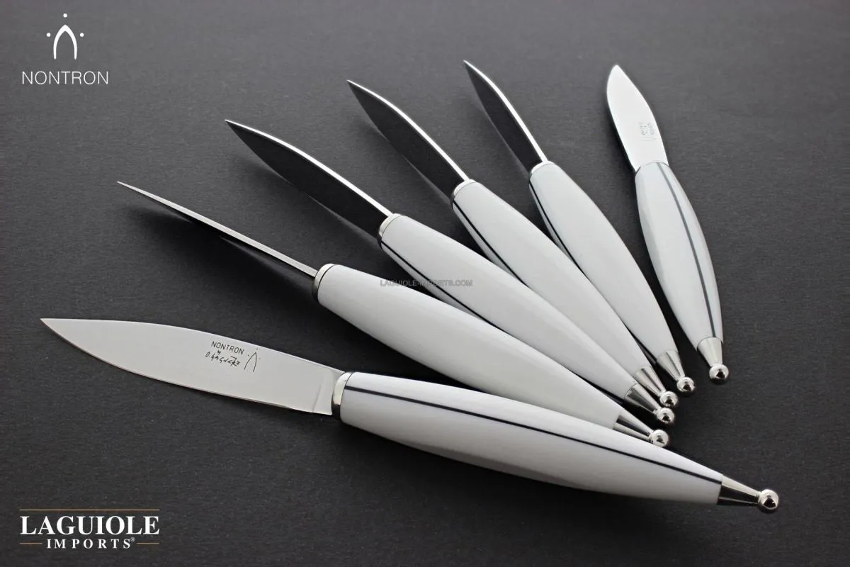 Olivier Gagnere Table Knives by Nontron - Set of 6 white Corian