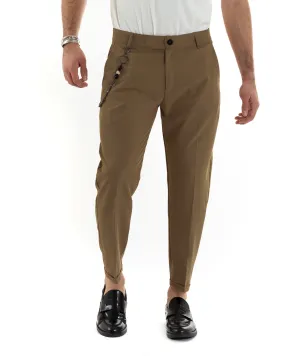 Pantaloni Uomo Tasca America Viscosa Tabacco Capri Casual Classico Pinces GIOSAL-P5943A