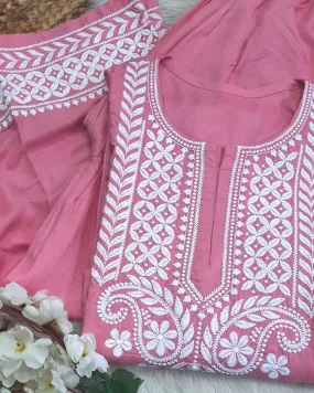 Pink Chikankari Kurta Palazzo - Set of 2