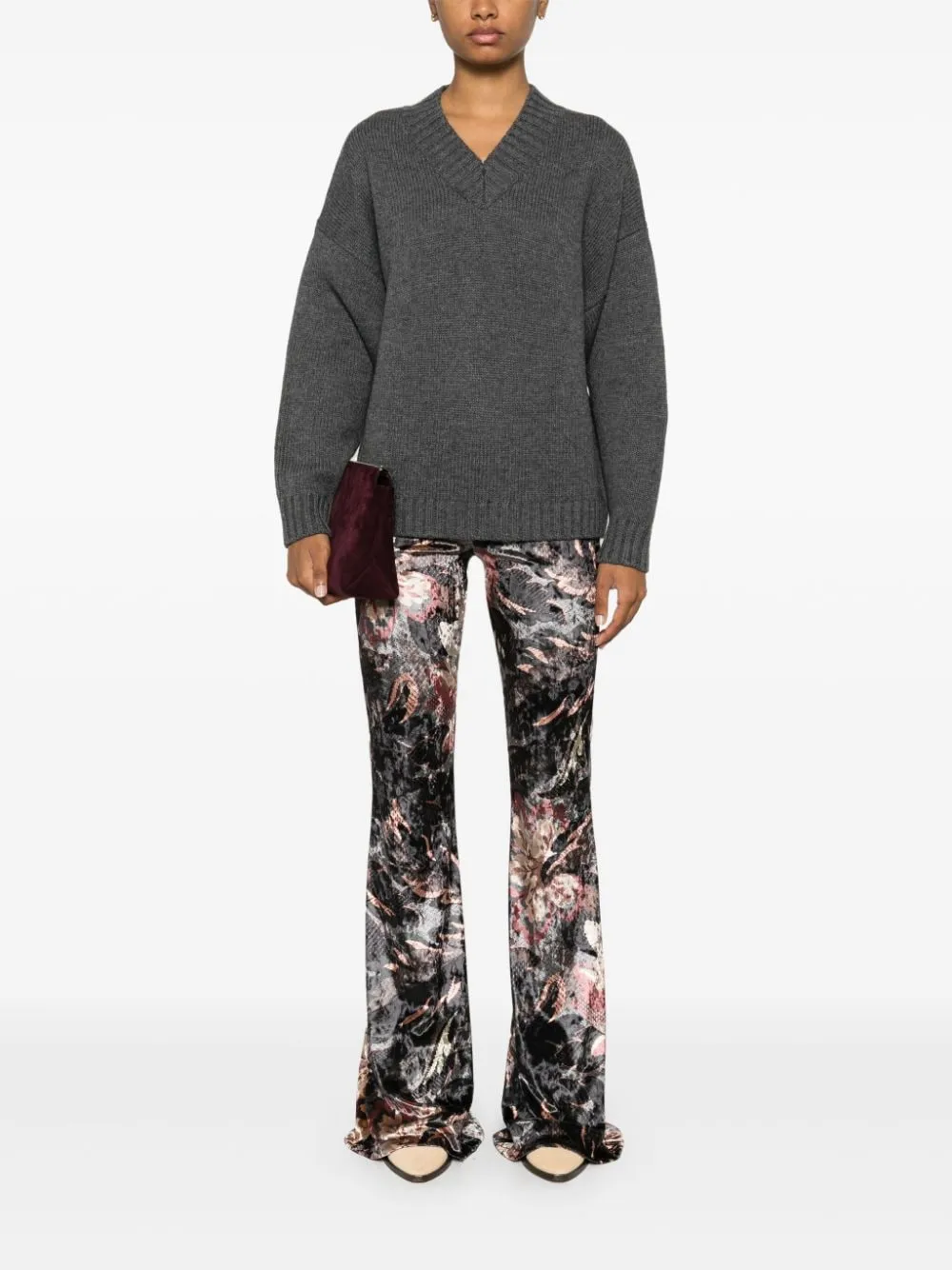 PRINTED FLARED TROUSERS