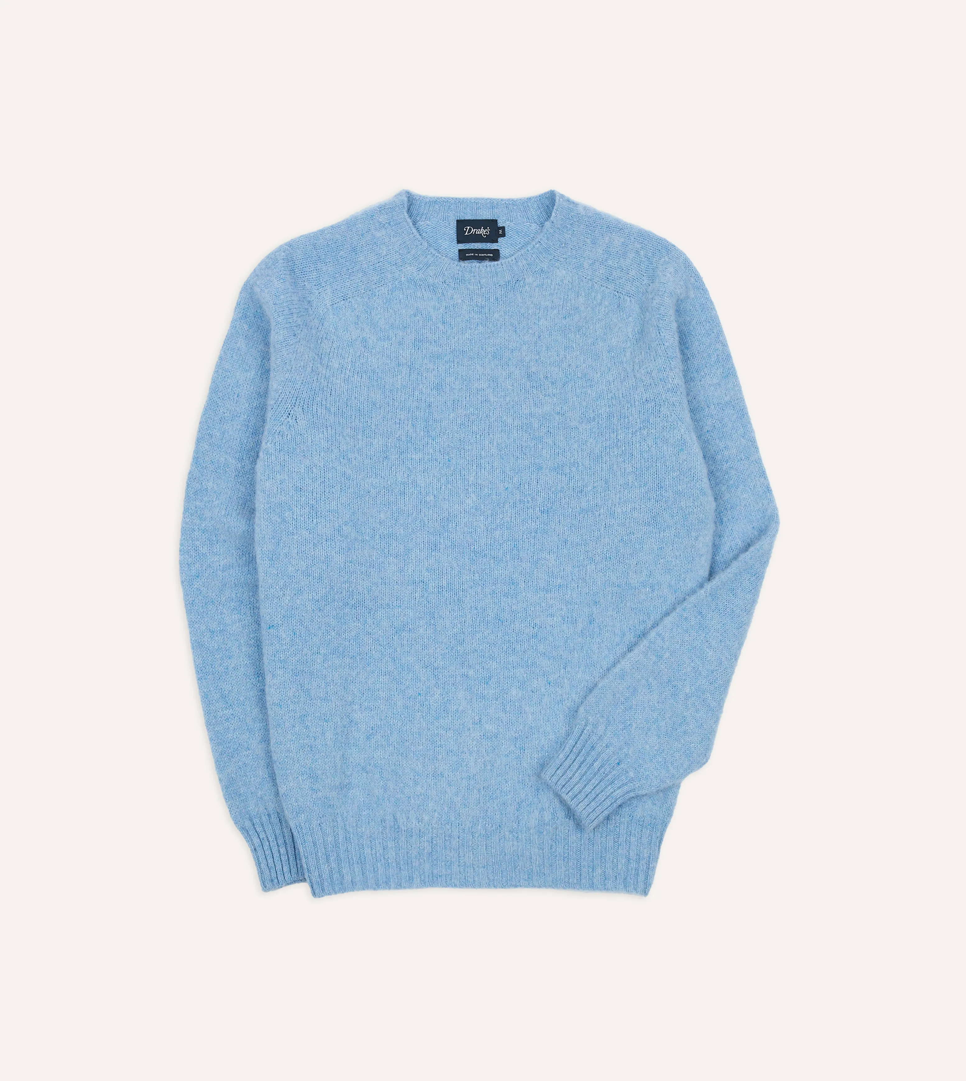 Sky Blue Brushed Shetland Crew Neck Jumper