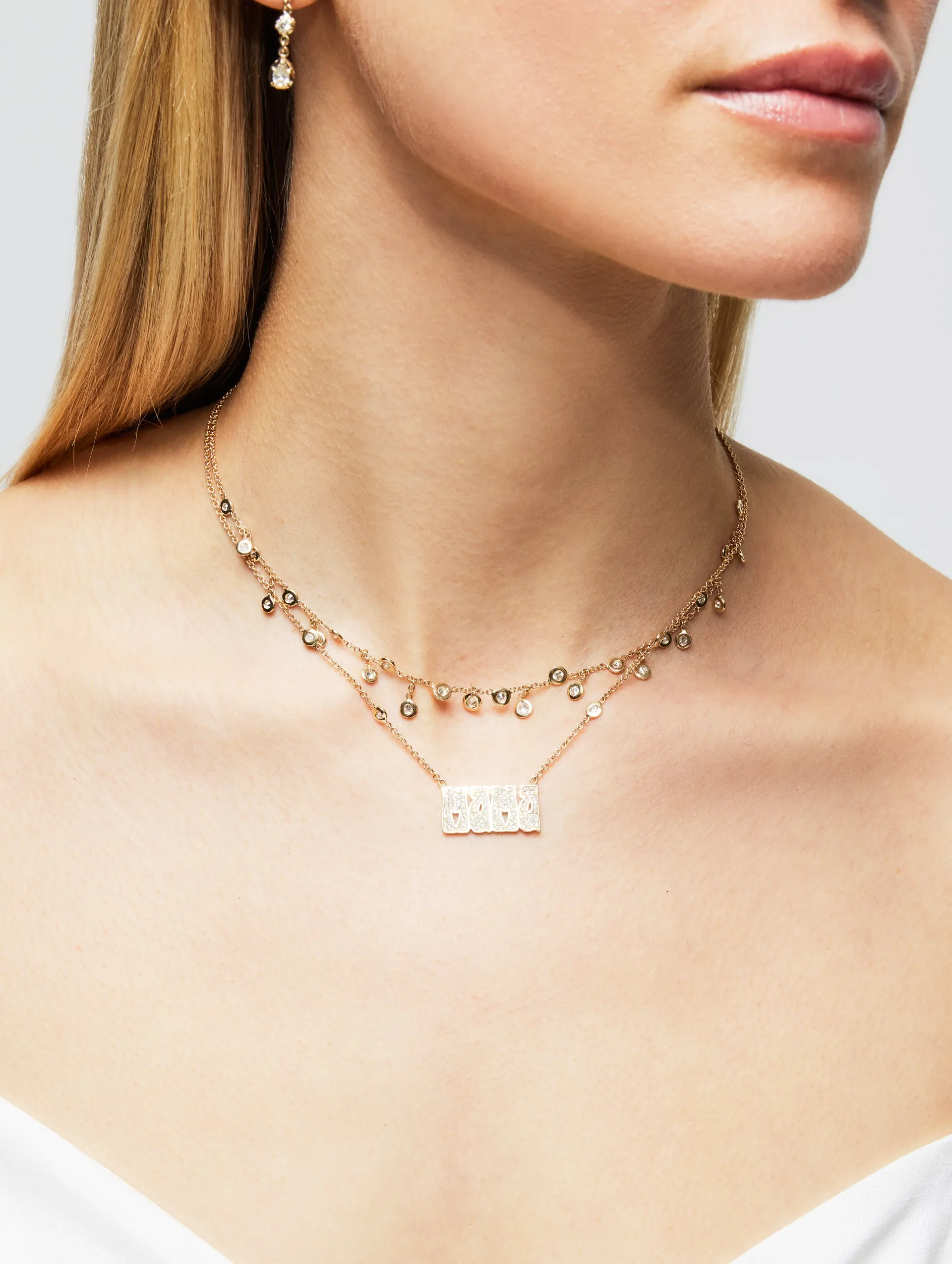 Small Pavé Diamond 'Mama' Necklace