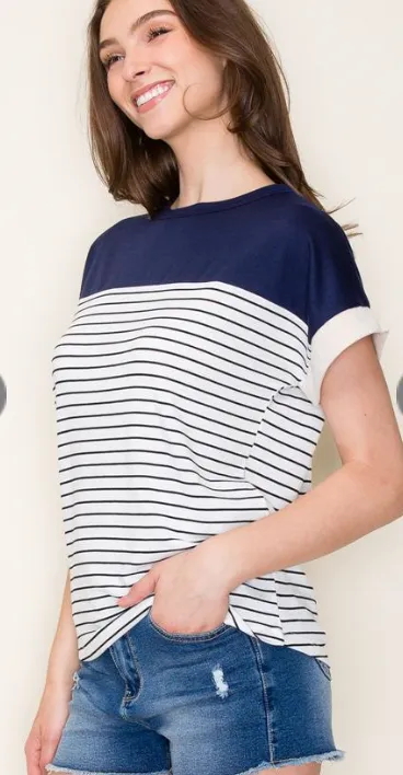 The Brielle Color Block Stripe Tee