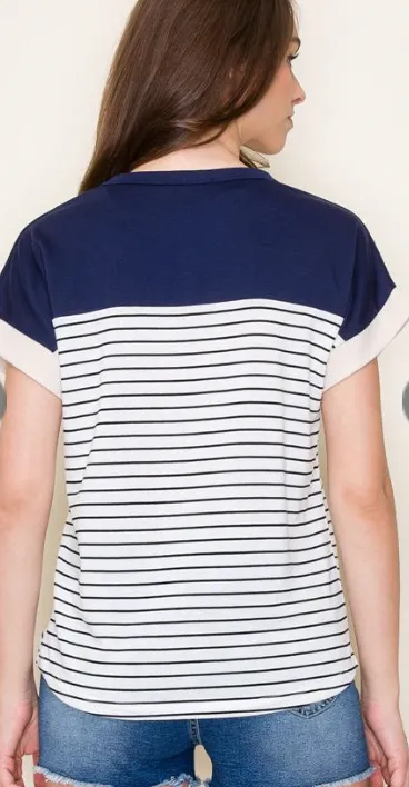 The Brielle Color Block Stripe Tee