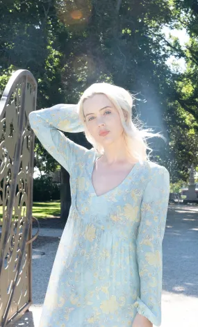 The Tunik Lola maxi dress - Mystic Floral Aquamarine print