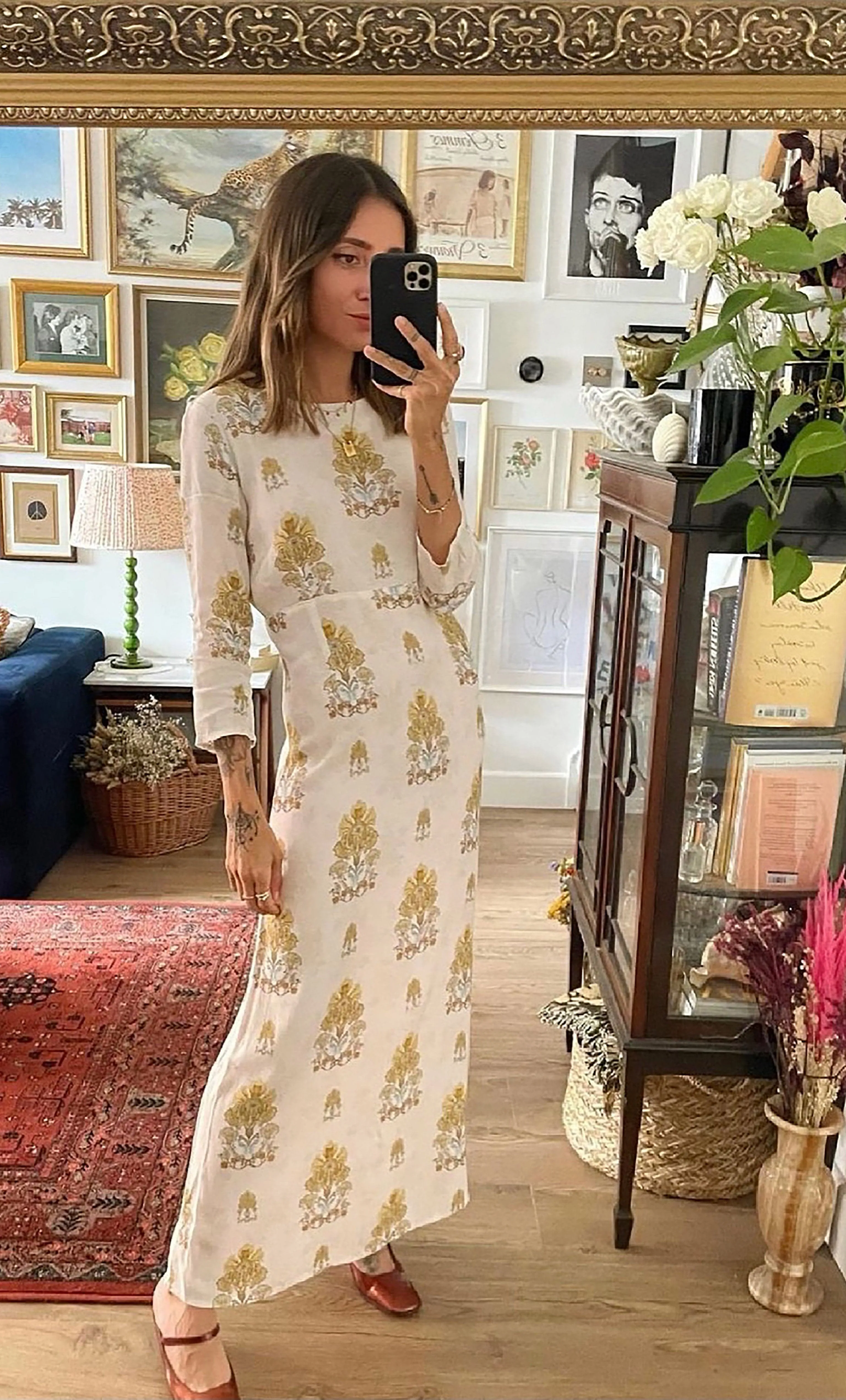 The Tunik Vivienne empire dress - Wallflower Ivory print