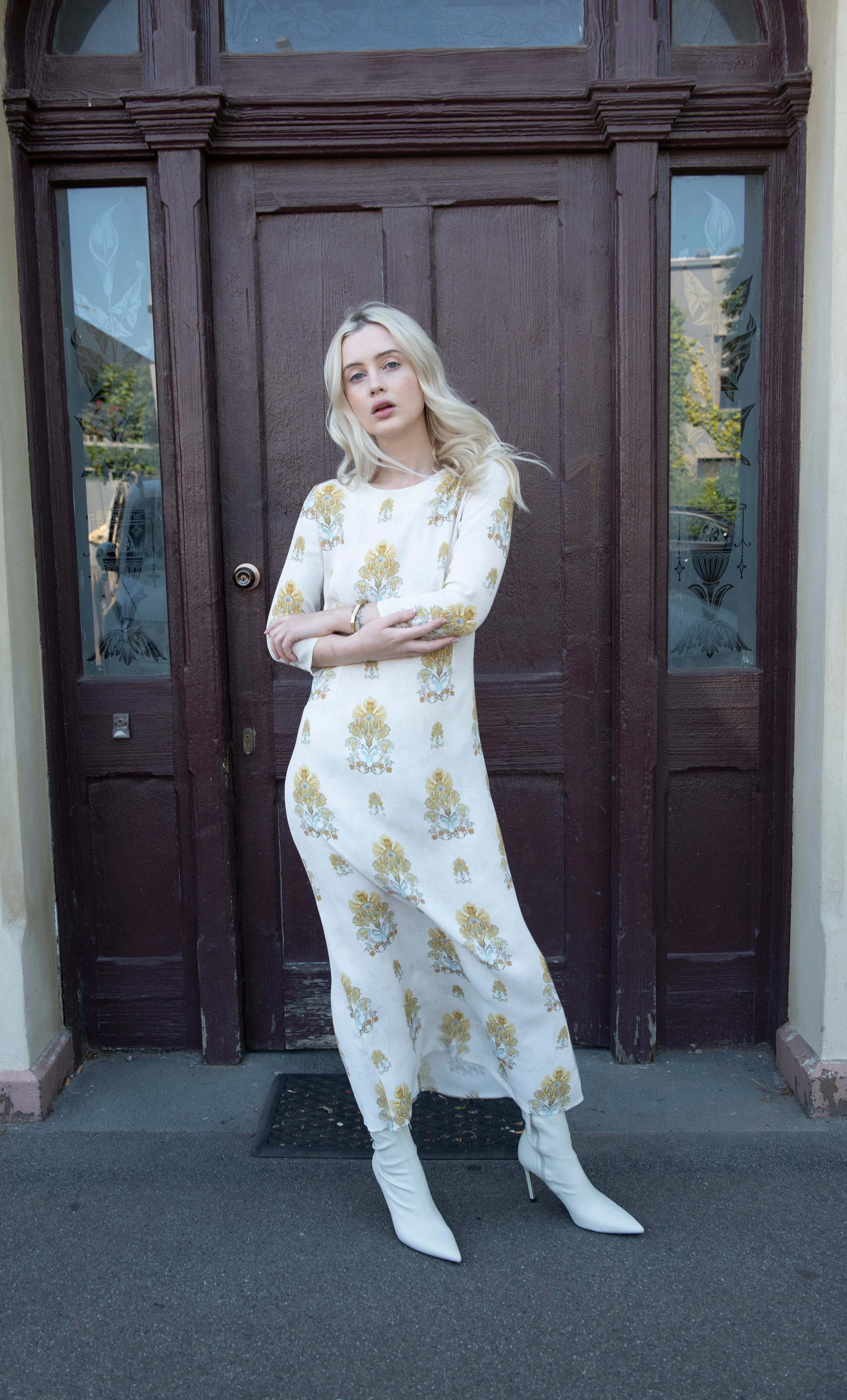 The Tunik Vivienne empire dress - Wallflower Ivory print