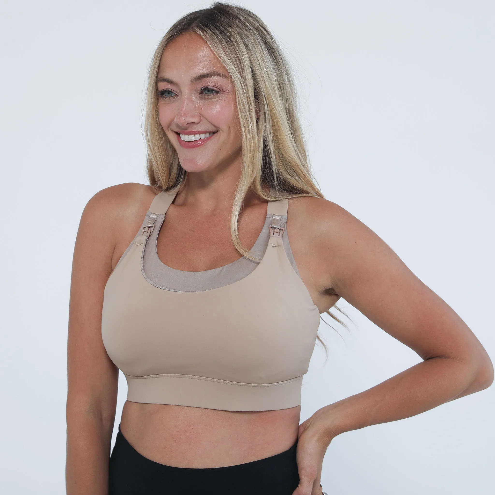 Venice High Impact Full Coverage Nursing Sports Bra (Taupe)