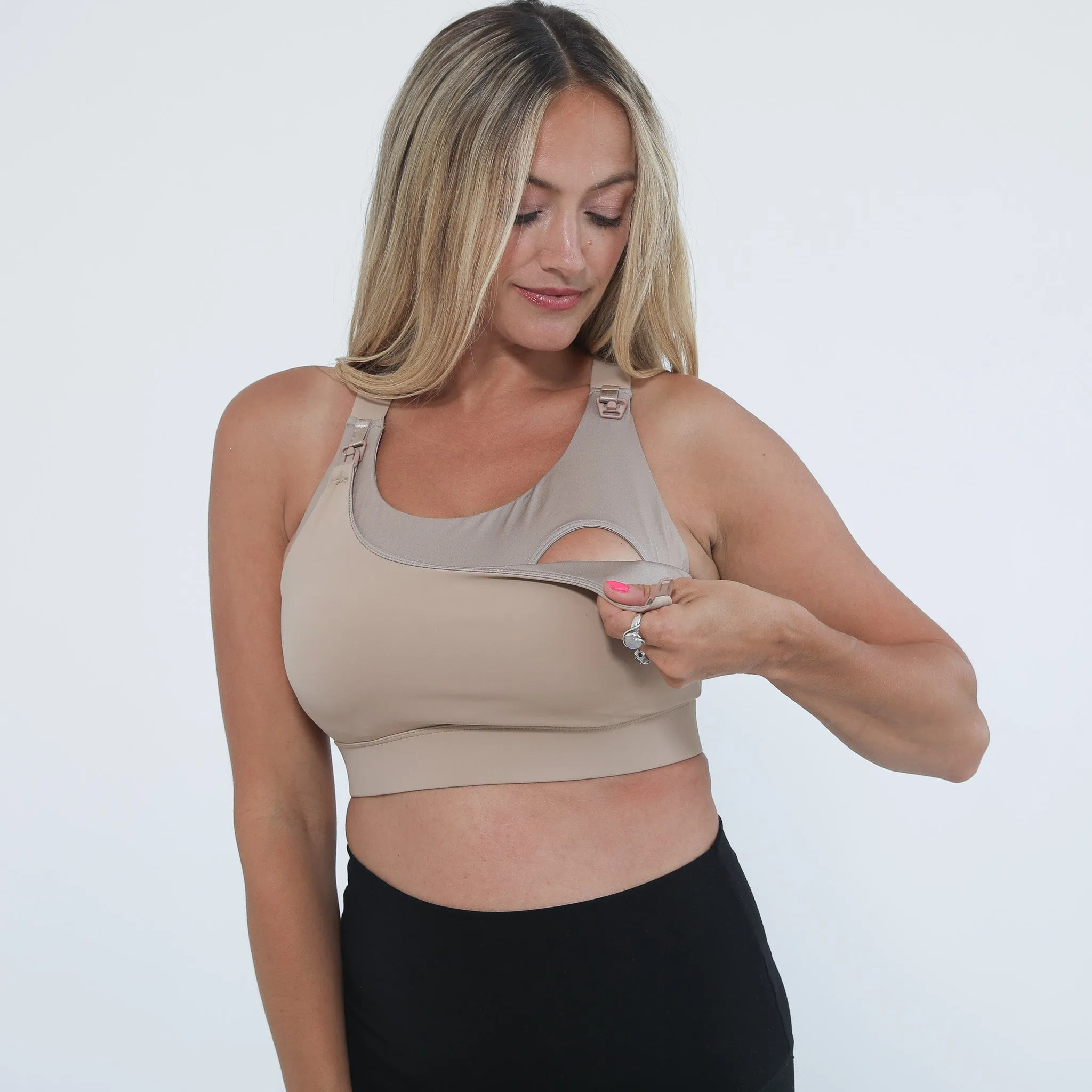 Venice High Impact Full Coverage Nursing Sports Bra (Taupe)